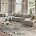 Astoria U Shape Modular Sofa in living room with dimension- Climax Furniture
