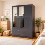 High Gloss 3 Door 2 Drawers Mirror Wardrobe | Luxury UK