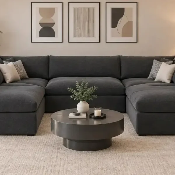 Savoy U Shape Modular Sofa - plush velvet fabric, modular sofa in living room setup