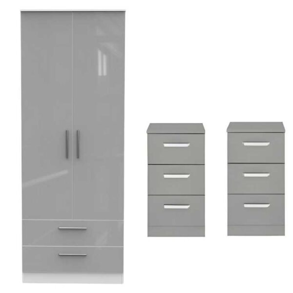 2 Door 2 Drawers Wardrobe Set