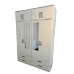 4-Door 4-Drawer Mirrored Wardrobe with Upper Cabinets—Perfect blend of storage and Style