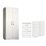 2 Door Wardrobe with Drawer Set- white