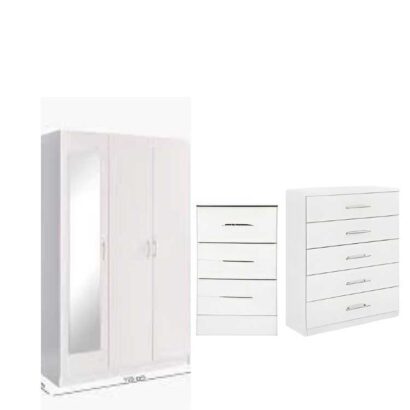 3 Door 1 Mirror Adjustable Drawers Wardrobe