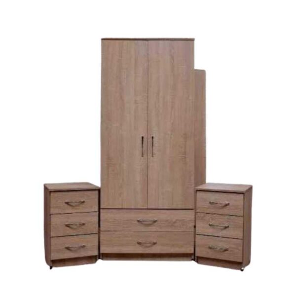 2 Door 2 Drawers Wardrobe Set - Oak Color