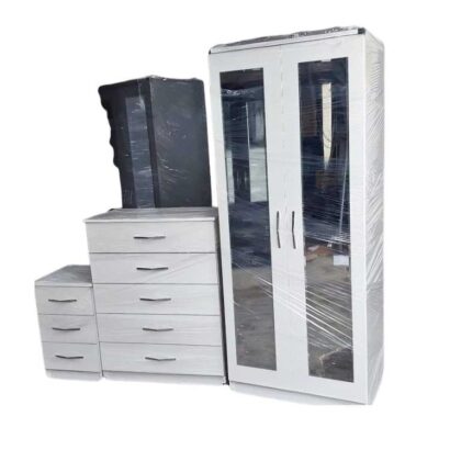 2 Doors 2 Mirrors Wardrobe with Drawers Set