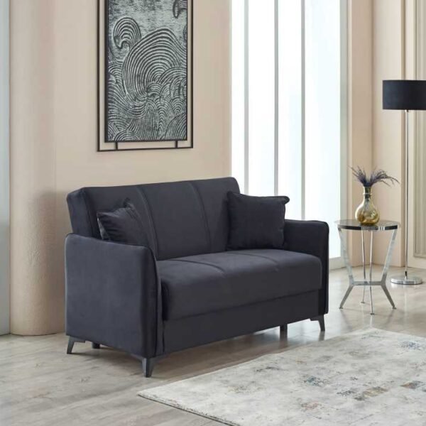Black Sofya sofa bed in modern UK living room