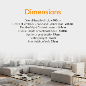 U Shape Modular Sofa- Dimension