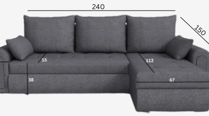 Berlin Sofa Bed grey Dimension By climax Furniture- grey