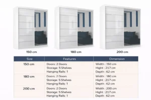 150 cm Infinity Gloss Sliding Mirror Wardrobe Exclusive Style