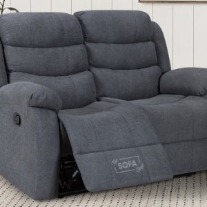 2 Seater Fabric Recliner Sofa in Dark Grey - Sorrento
