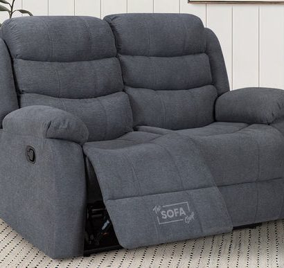 2 Seater Fabric Recliner Sofa in Dark Grey - Sorrento