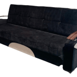 Black D Arm 3 Sofa Bed