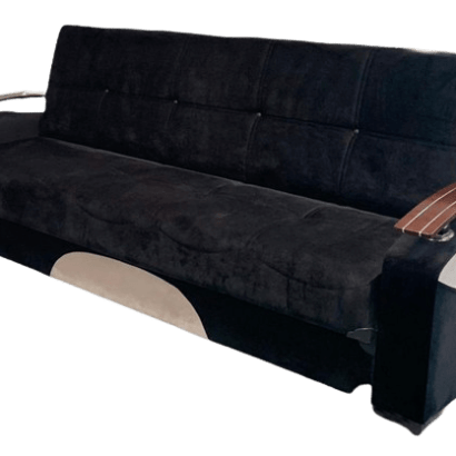 Black D Arm 3 Sofabed