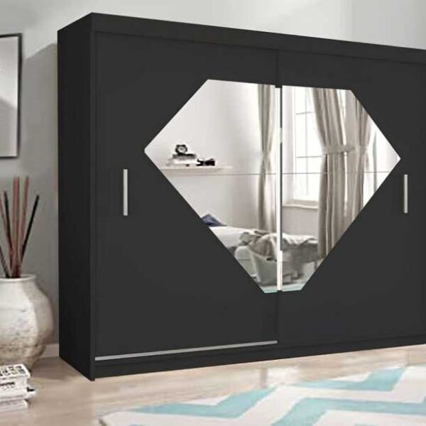 Diamond-Sliding-Wardrobe-150cm-black