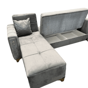 Grey Corner Sofa Bed with Storage