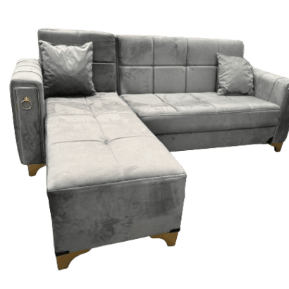 Grey Corner Sofa Bed with Storage