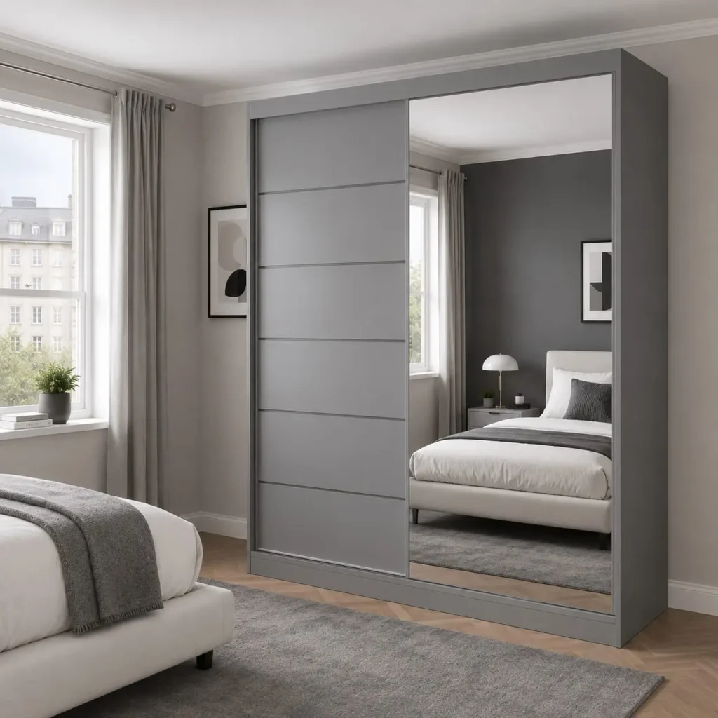 Infinity 180cm Sliding Mirror Wardrobe - Grey