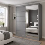 Infinity 180cm Sliding Mirror Wardrobe - Grey