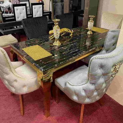 Louis Black Marble Dining Set