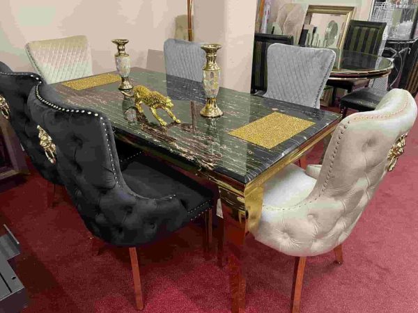 Louis Black Marble Dining Set