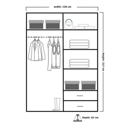 Manhattan-High-Gloss-Sliding-Mirror-Wardrobe-120cm-Dimensions.