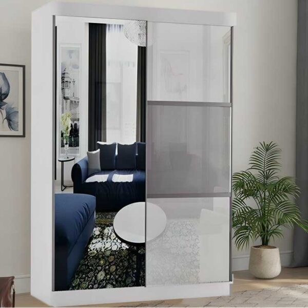 Manhattan-High-Gloss-Sliding-Mirror-Wardrobe-150cm-White.