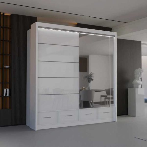 SYCYLIA HIGH GLOSS WHITE WARDROBE 203 white 2 door 1