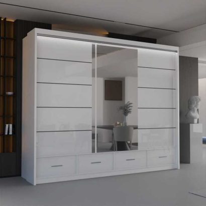 SYCYLIA HIGH GLOSS WHITE WARDROBE 253CM 1