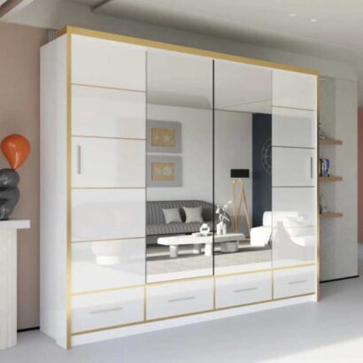 SYDNEY-HIGH-GLOSS-WHITEGOLD-WARDROBE-203cm