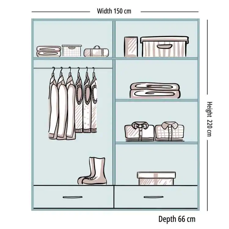 Sycle High Gloss Sliding Mirror - Dimension - UK
