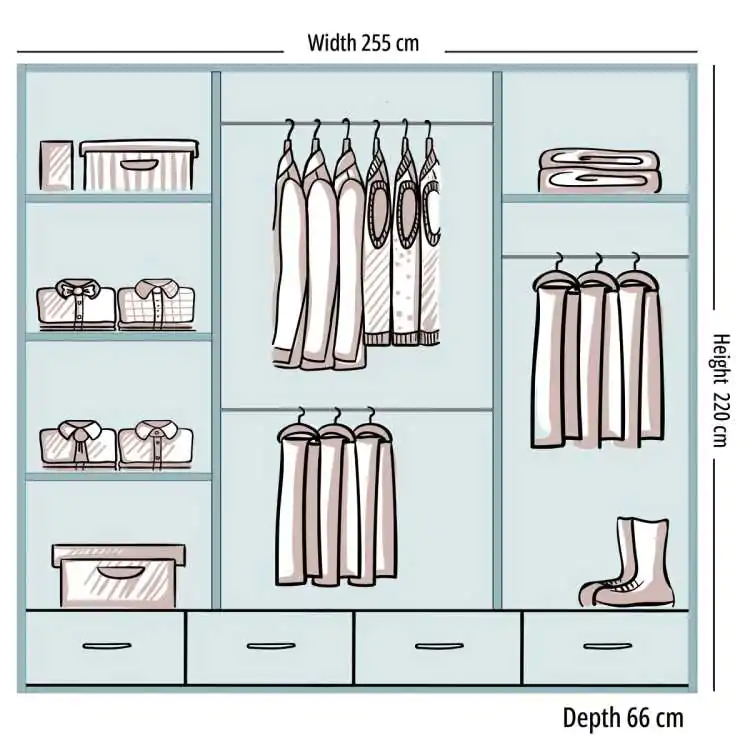 Sycle High Gloss Sliding Mirror - 3 door Dimension - UK