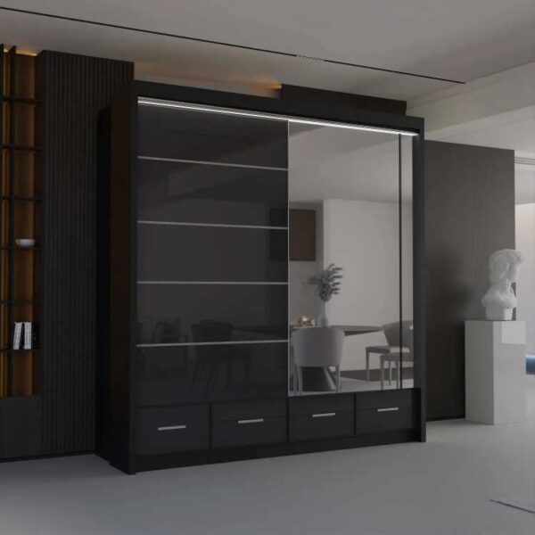 Syclia-High-Gloss-Sliding-Wardrobe-208cm-black