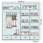 Wardrobe Internal Organizer Sketch Blue White Modern Closet Storage - UK