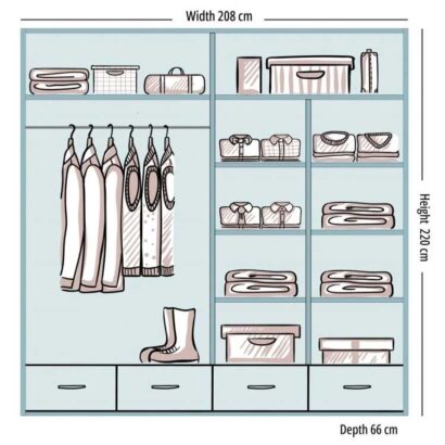 Syclia-High-Gloss-Sliding-Wardrobe-255cm-Dimension