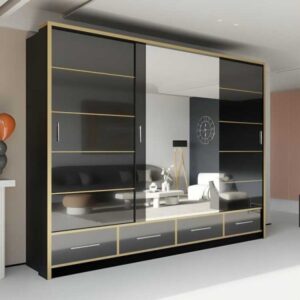 Sydney High Gloss Sliding Mirror Wardrobe