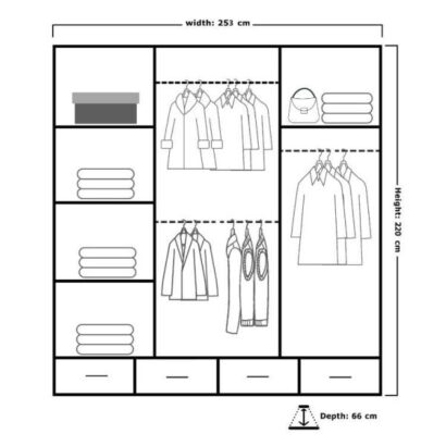 Sydney-High-Gloss-wardrobe-253CM-Dimensions