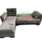 Grey Corner Sofa Bed with Storage