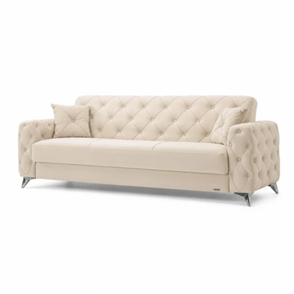 Zumrut 3 Seater Sofa Bed in Cream Colour