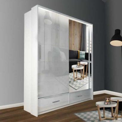 SYCYLIA 150CM HIGH GLOSS WHITE WARDROBE