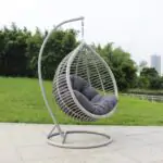 Pedestal Swing Chair Off white Wicker Modern Outdoor Garden Seating - UK