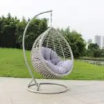 Pedestal Swing Chair Off white Wicker Modern Outdoor Garden Seating - UK