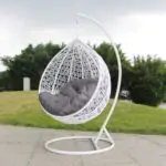 Pedestal Swing Chair White Wicker Modern Outdoor Garden Seating - UK