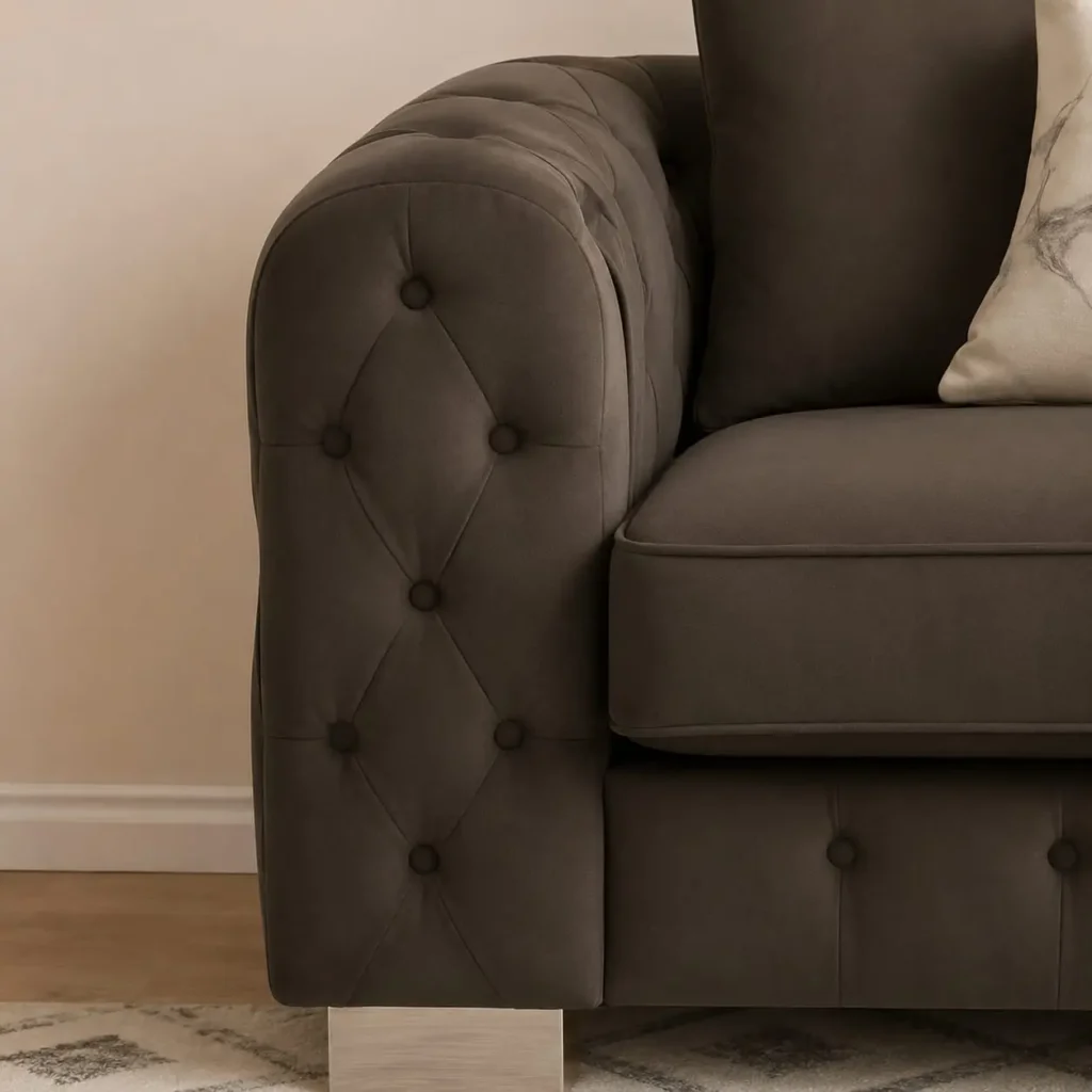 Ashton velvet Armchair sofa - Arm closeup