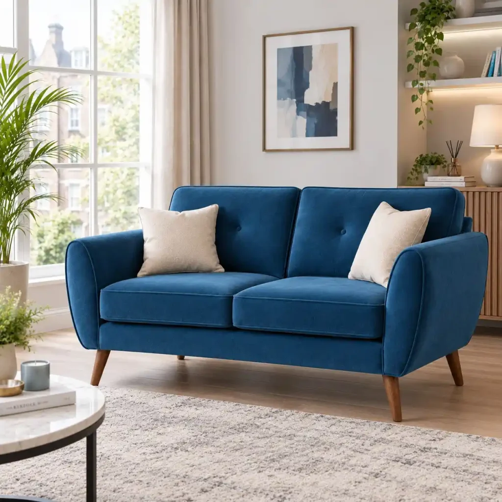 Zinc Velvet 2 Seater Sofa in Room Setup