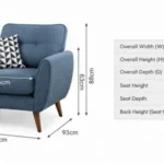 Zinc Velvet Armchair Sofa Dimensions