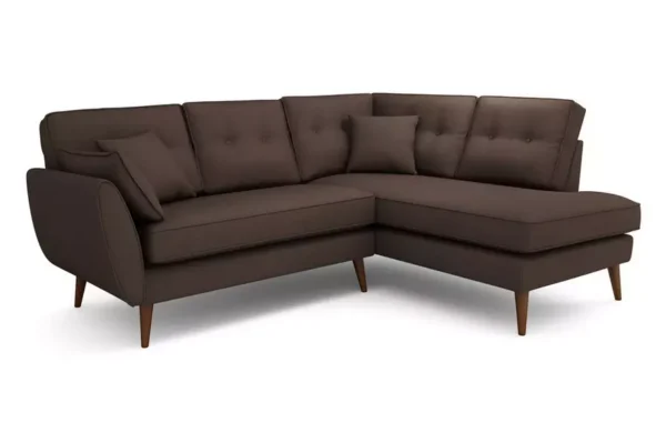 Left Hand Facing Arm Corner Sofa With chocolate Color