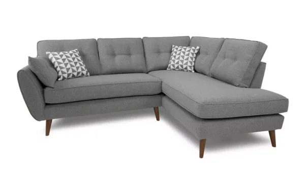 Left Hand Facing Arm Corner Sofa With Grey Color