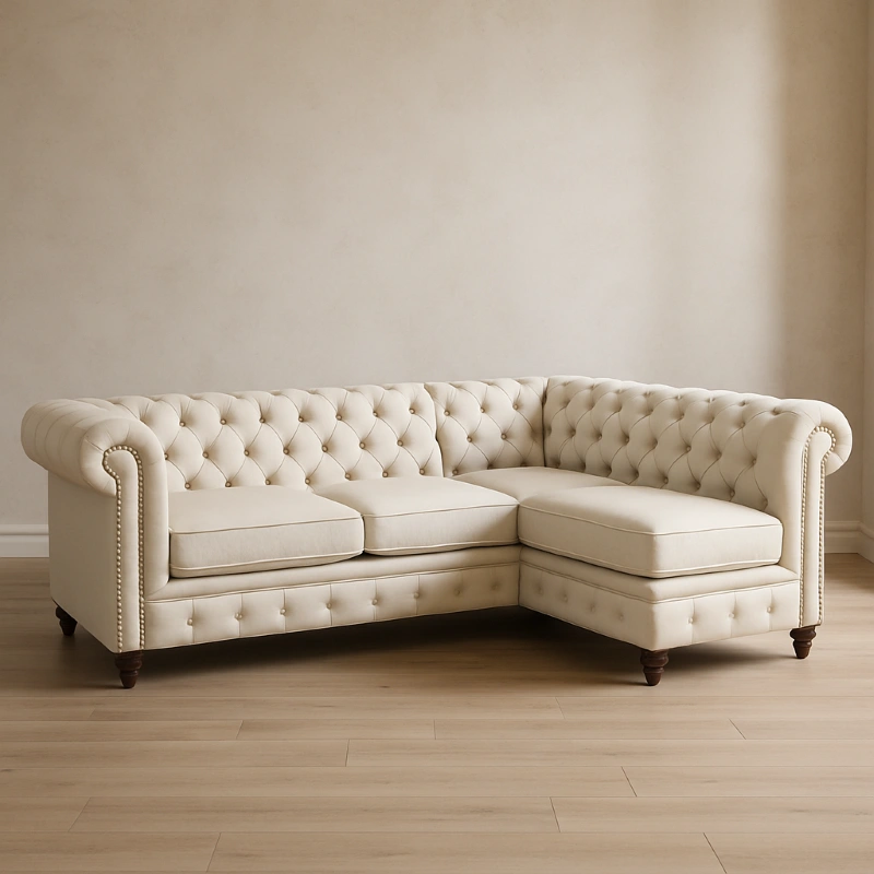 chesterfield L shape in cream color