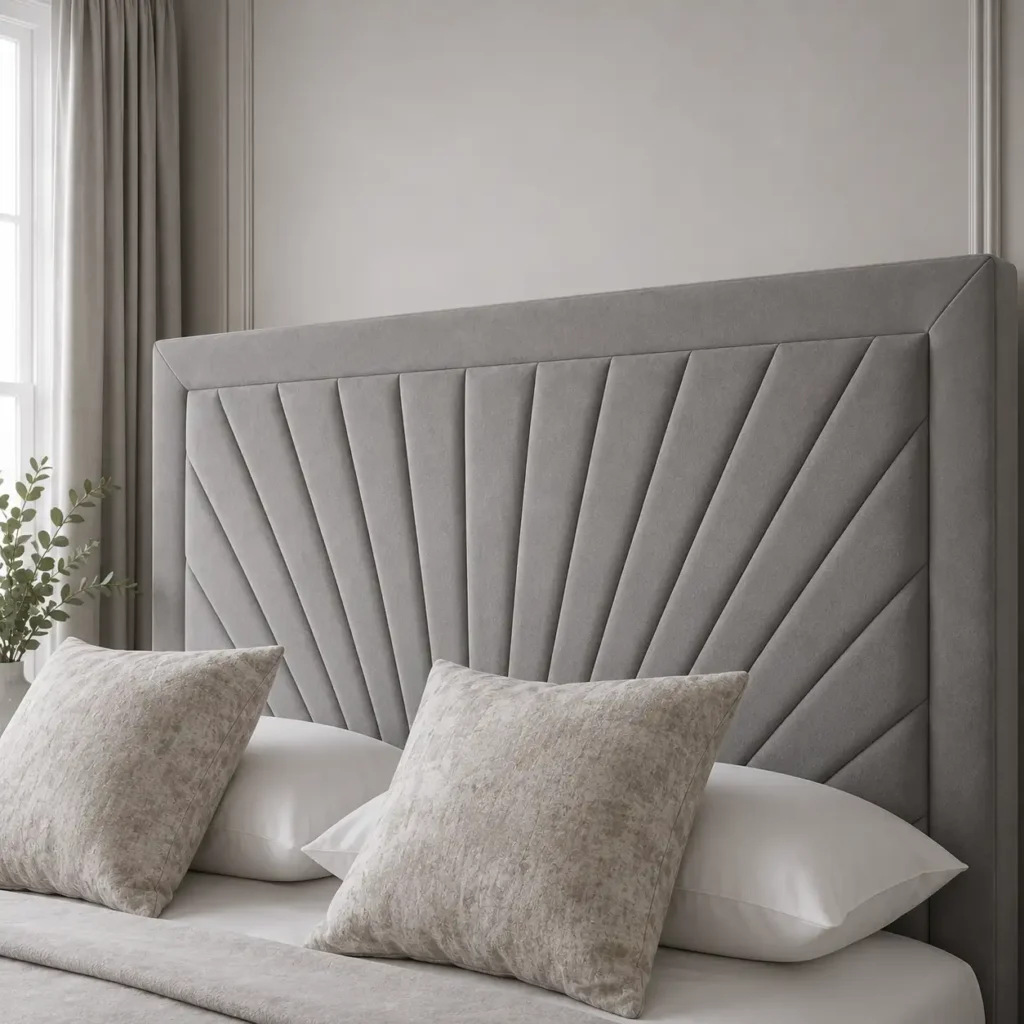 headboard closeup in grey color