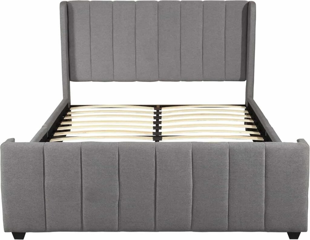 Upholstered Storage Bed Modern Scalloped Bedroom - UK